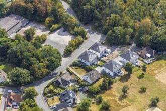 Aerial view, construction site, new residential buildings Hermann-Löns-Straße, Menden, Sauerland,