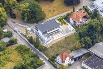 Aerial photo, construction site, new building, residential building Walburgisstraße, Menden,