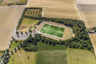 Aerial view, football ground VFL Platte Heide, Menden, Sauerland, Märkischer Kreis, North