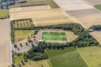 Aerial view, football ground VFL Platte Heide, Menden, Sauerland, Märkischer Kreis, North