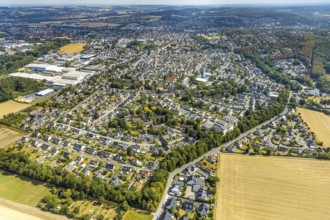Aerial view, local view Platte Heide, meadows and fields, Menden, Sauerland, Märkischer Kreis,