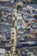 Aerial view, pedestrian zone, city centre, market place, old town hall, Menden, Sauerland,
