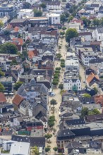 Aerial view, pedestrian zone, city centre, market place, old town hall, Menden, Sauerland,