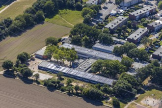 Aerial photo, KiTa Kindergarten Bauklötzchen, Eick, Mörs, Ruhr area, North Rhine-Westphalia,