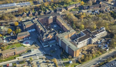 Aerial view, Stiftung Krankenhaus Bethanien Mörs, Mörs, Ruhr area, North Rhine-Westphalia, Germany,