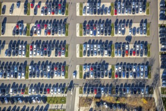Aerial view, car parks, Bethanien Mörs Hospital Foundation, Mörs, Ruhr area, North