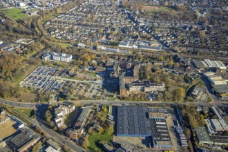 Aerial view, Stiftung Krankenhaus Bethanien Mörs, Mörs, Ruhr area, North Rhine-Westphalia, Germany,