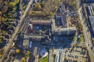 Aerial view, Stiftung Krankenhaus Bethanien Mörs, Mörs, Ruhr area, North Rhine-Westphalia, Germany,