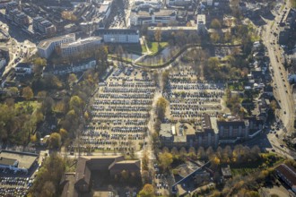 Aerial view, town hall Mörs, Stadt-Panorama - Niederrhein Verlag und Medienservice, Moersbach