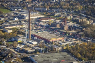 Aerial view, industrial area Rheinpreußenpark, former colliery Rheinpreußen, Moers-Hochstraß, Mörs,