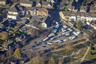 Aerial view, market place Meerbeck, Johann-Esser-Platz, Rheinkamp-Meerbeck, Mörs, Ruhr area, North