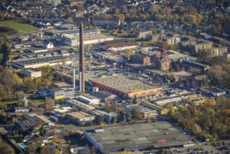 Aerial view, industrial area Rheinpreußenpark, former colliery Rheinpreußen, Moers-Hochstraß, Mörs,