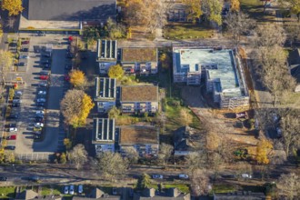 Aerial photo, construction site Eupener Straße, AWO Association for Guardianship and Care,