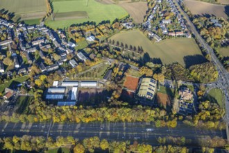 Aerial view, Heiner and Peter Moraing GBR tennis courts, refugee accommodation Oberheidstraße,