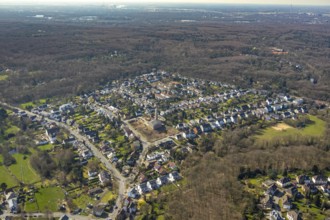 Aerial view, site of the demolished parish hall at Lindenhof, construction of new flats,