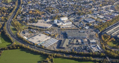 Aerial view, industrial area Dümpten, Mannesmannallee, motorway A40, Dümpten - West, Mülheim an der