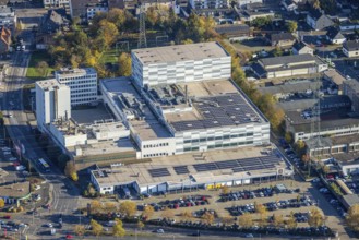 Aerial view, commercial area Dümpten, Aldi Süd, largest ALDI Süd store in Germany, Mannesmannallee,