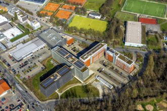 Aerial view, new office building ALDI SÜD, head office ALDI SÜD Düsseldorfer Straße, Kahlenberger