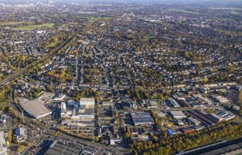 Aerial view, industrial area Dümpten, Mannesmannallee, motorway A40, Dümpten - West, Mülheim an der