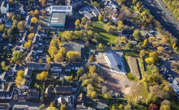 Aerial view, sports field Von-der-Tann-Straße, new sports park Styrum with park of the Feldmann