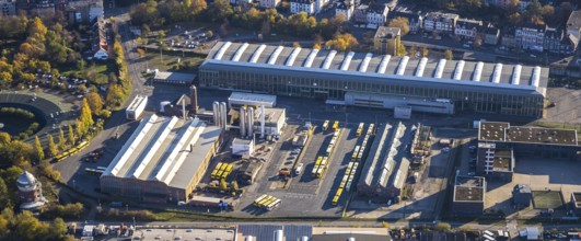 Aerial photograph, Depot Ruhrbahn GmbH, Alte Dreherei, Broich - Ost, Mülheim an der Ruhr, Ruhr