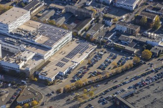 Aerial view, commercial area Dümpten, Aldi Süd, largest ALDI Süd store in Germany, Mannesmannallee,