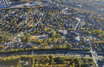 Aerial view, sports field Von-der-Tann-Straße, new sports park Styrum with park of the Feldmann