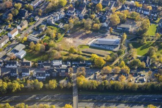 Aerial view, sports field Von-der-Tann-Straße, new sports park Styrum with park of the Feldmann