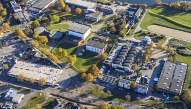Aerial view, industrial estate Moritzstraße, Steinkampstraße, Styrum - Süd, Mülheim an der Ruhr,