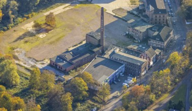 Aerial view, construction area former leather factory Lindgens am Kassenberg, Saarn, Mülheim an der