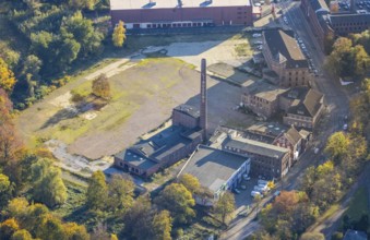 Aerial view, construction area former leather factory Lindgens am Kassenberg, Saarn, Mülheim an der