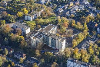 Aerial view, Haus Gracht - Mülheimer Seniorendienste, construction site new building, Altstadt I -