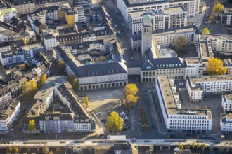 Aerial view, town hall market, town hall, cycle highway, Altstadt I, Mülheim an der Ruhr, Ruhr