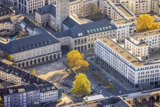 Aerial view, town hall market, town hall, cycle highway, Altstadt I, Mülheim an der Ruhr, Ruhr