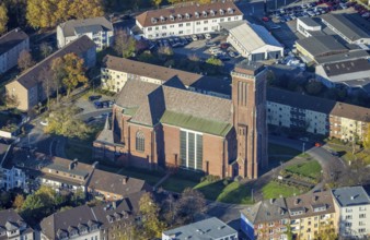 Aerial view, catholic church Sankt Engelbert, Altstadt II, Mülheim an der Ruhr, Ruhr area, North