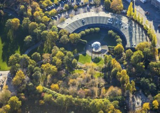Aerial view, Ringlokschuppen, Park am Schloss Broich, Broich - Ost, Mülheim an der Ruhr, Ruhr area,