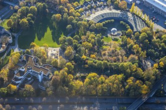 Aerial view, Ringlokschuppen, Park am Schloss Broich, Broich - Ost, Mülheim an der Ruhr, Ruhr area,