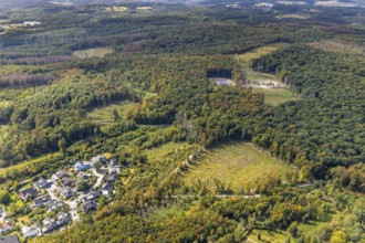 Aerial view, construction site of new elevated tank Waldemei, Menden, Sauerland, Märkischer Kreis,