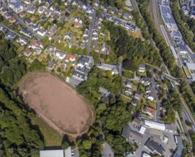 Aerial view, sports field Gisbert-Kranz-Platz, Menden, Sauerland, Märkischer Kreis, North