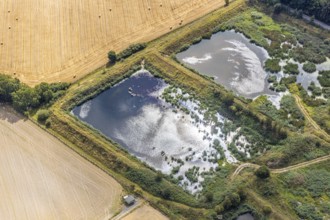 Aerial view, former sewage sludge landfill, Menden, Sauerland, Märkischer Kreis, North
