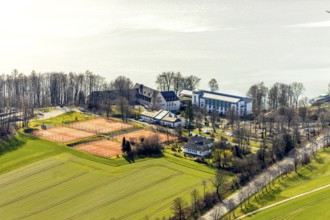 Aerial view, Welcome Hotel Meschede Hennesee, Meschede, Sauerland, North Rhine-Westphalia, Germany,