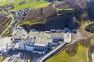 Aerial photo, Brewery C.& A. VELTINS GmbH & Co. KG, Grevenstein, Meschede, Sauerland, North