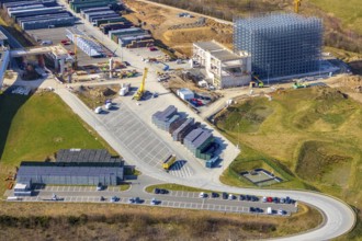 Aerial view, Brewery C.& A. VELTINS GmbH & Co. KG, new construction high-bay warehouse,