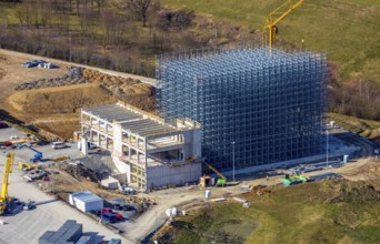 Aerial view, Brewery C.& A. VELTINS GmbH & Co. KG, new construction high-bay warehouse,