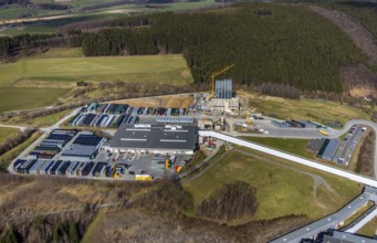 Aerial view, Brewery C.& A. VELTINS GmbH & Co. KG, new construction high-bay warehouse,