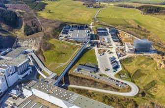 Aerial view, Brewery C.& A. VELTINS GmbH & Co. KG, new construction high-bay warehouse,