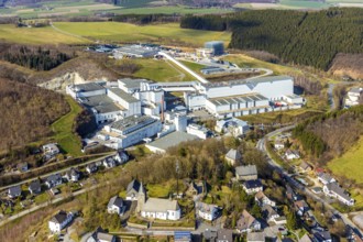 Aerial view, Brewery C.& A. VELTINS GmbH & Co. KG, new construction high-bay warehouse,