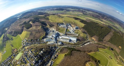 Aerial view, Brewery C.& A. VELTINS GmbH & Co. KG, new high-bay warehouse, super wide angle,