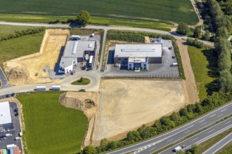 Aerial view, industrial park Enste Nord, Meschede, Sauerland, North Rhine-Westphalia, Germany,