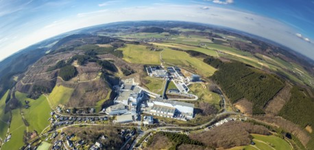 Aerial view, Brewery C.& A. VELTINS GmbH & Co. KG, new high-bay warehouse, super wide angle,